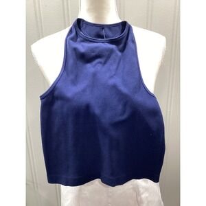 Free People Intimately Ribbed Crop Tank Top Navy Blue Racerback Size XS S